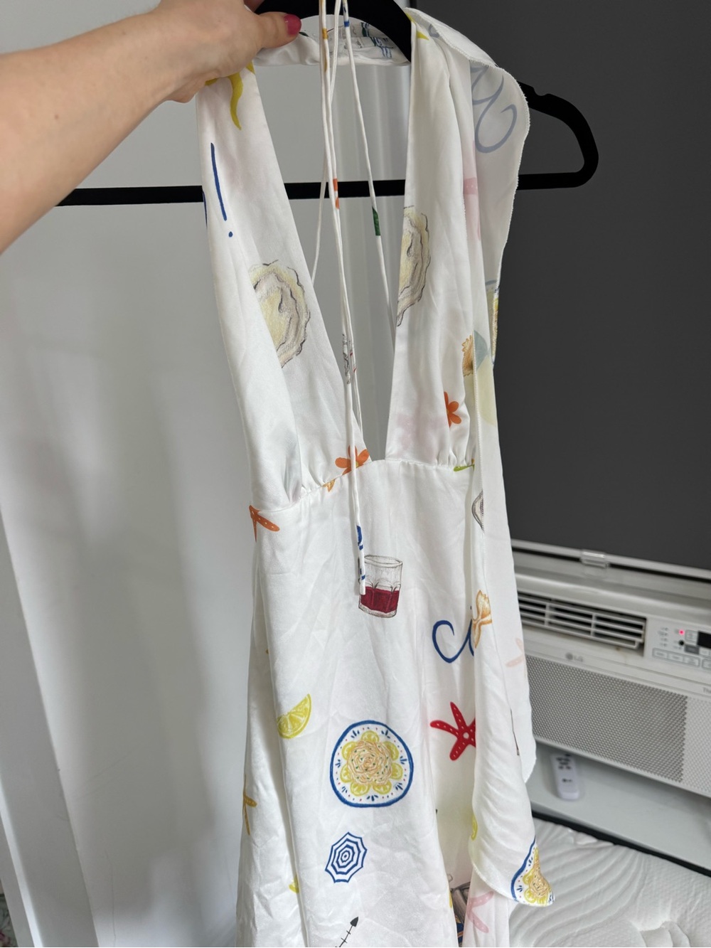 For Love and Lemons White Nautical-Print Dress with Colorful Accents